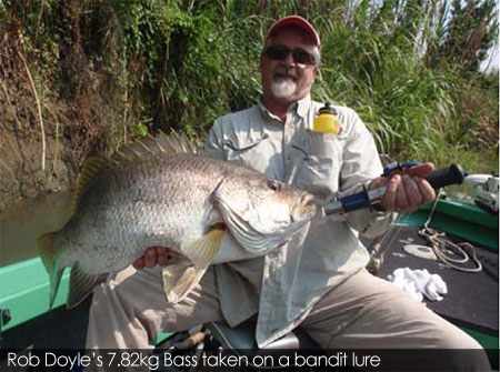 Rob Doyle’s 7.82kg Bass taken on a bandit lure